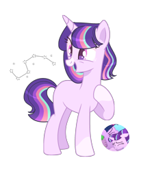 Size: 1440x1748 | Tagged: safe, artist:moonnightshadow-mlp, derpibooru import, starlight glimmer, twilight sparkle, oc, oc:starlatic glimmer, pony, unicorn, female, magical lesbian spawn, mare, offspring, open mouth, open smile, parent:starlight glimmer, parent:twilight sparkle, parents:twistarlight, simple background, smiling, transparent background