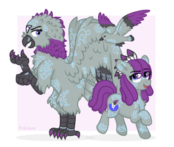 Size: 1600x1350 | Tagged: safe, artist:pink-pone, derpibooru import, oc, bird, earth pony, griffon, female, mare, solo, species swap