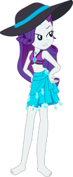 Size: 1280x3064 | Tagged: safe, artist:marcorulezzz, derpibooru import, rarity, better together, equestria girls, forgotten friendship, barefoot, belly button, clothes, feet, hat, sarong, simple background, solo, sun hat, swimsuit, transparent background, vector