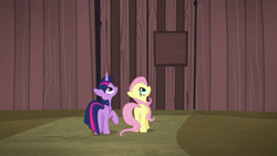 Size: 1280x720 | Tagged: safe, derpibooru import, screencap, fluttershy, twilight sparkle, twilight sparkle (alicorn), alicorn, pegasus, pony, season 5, the hooffields and mccolts, butt, duo, duo female, female, flutterbutt, mare, plot, twibutt