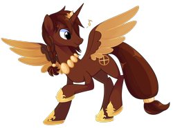 Size: 2778x2070 | Tagged: safe, artist:khimi-chan, derpibooru import, oc, oc only, alicorn, pony, alicorn oc, colored wings, hoof shoes, horn, jewelry, male, necklace, pearl necklace, raised hoof, raised leg, simple background, smiling, solo, stallion, transparent background, two toned wings, wings