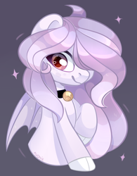 Size: 1094x1402 | Tagged: safe, artist:avonir, derpibooru import, oc, oc only, bat pony, pony, bat pony oc, bat wings, bust, choker, female, hair over one eye, mare, smiling, solo, wings