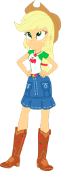 Size: 1280x3545 | Tagged: safe, artist:marcorulezzz, derpibooru import, applejack, equestria girls, applejack's hat, clothes, cowboy hat, hand on hip, hat, simple background, solo, transparent background, vector