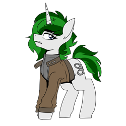 Size: 1922x1921 | Tagged: safe, artist:coatieyay, derpibooru import, oc, oc:baron, pony, unicorn, clothes, female, jacket, simple background, transparent background