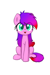 Size: 960x1440 | Tagged: safe, artist:hsf, derpibooru import, oc, oc only, oc:天雨(hsf), earth pony, pony, 2022 community collab, derpibooru community collaboration, earth pony oc, eye clipping through hair, eyelashes, female, front view, full body, gradient mane, gradient tail, looking at you, mare, open mouth, open smile, simple background, sitting, smiling, smiling at you, solo, tail, transparent background