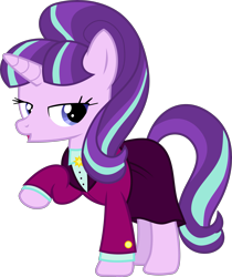 Size: 3689x4397 | Tagged: safe, artist:uigsyvigvusy, derpibooru import, starlight glimmer, pony, unicorn, absurd resolution, clothes, female, headmare starlight, mare, older, older starlight glimmer, raised hoof, raised leg, s5 starlight, simple background, solo, transparent background, vector