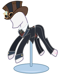 Size: 1597x1921 | Tagged: safe, artist:khimi-chan, derpibooru import, base used, clothes, goggles, hat, mannequin, no pony, simple background, solo, suit, top hat, transparent background