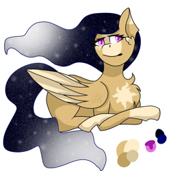 Size: 1500x1500 | Tagged: safe, artist:teonnakatztkgs, derpibooru import, oc, oc only, pegasus, pony, chest fluff, ethereal mane, female, lying down, mare, pegasus oc, prone, smiling, solo, starry mane