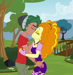 Size: 1280x1318 | Tagged: safe, artist:thelifedragonslayer, derpibooru import, adagio dazzle, timber spruce, equestria girls, female, kissing, male, shipping, straight, timberdazzle