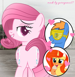 Size: 882x906 | Tagged: safe, artist:guruyunus17, oc, oc only, oc:annisa trihapsari, oc:rozyfly, oc:sunflower, earth pony, pegasus, pony, unicorn, adorasexy, annibutt, bedroom eyes, blushing, brony, butt, cute, female, glasses, gritted teeth, heart, irl, looking at you, looking back, looking back at you, mare, medibang paint, open mouth, photo, plot, ponies in real life, sexy, trio