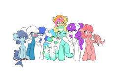 Size: 1920x1200 | Tagged: safe, artist:笑傲法, derpibooru import, oc, oc:flynn, oc:hane, oc:maple snow, oc:purple rose, oc:rising storm, oc:tsukiko, oc:wyatt, oc:小耐, 2022 community collab, derpibooru community collaboration, simple background, transparent background