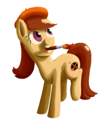 Size: 1684x1911 | Tagged: safe, artist:librarylonging, derpibooru import, oc, oc:ausdruck, earth pony, pony, beret, hat, mouth hold, paintbrush, simple background, solo, transparent background