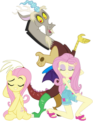 Size: 887x1154 | Tagged: safe, artist:dathings1, artist:jhayarr23, artist:kuco, derpibooru import, edit, discord, fluttershy, pegasus, pony, better together, equestria girls, i'm on a yacht, absurd resolution, adorasexy, cute, discute, equestria girls ponified, eyes closed, eyeshadow, feet, female, hooves behind head, kneeling, legs, makeup, male, mare, ponified, raised eyebrow, sandals, shyabetes, simple background, smiling, smug, toes, transparent background, vector