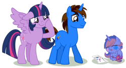 Size: 1280x698 | Tagged: safe, artist:andoanimalia, artist:venomtwt-artistowo, derpibooru import, twilight sparkle, twilight sparkle (alicorn), oc, alicorn, pony, baby, baby pony, base used, parents:canon x oc, simple background, transparent background