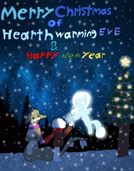 Size: 2483x3171 | Tagged: safe, derpibooru import, oc, oc:snowdrop, 31 minutos, christmas, christmas tree, crossover, hearth's warming eve, holiday, juanin juan harry, the owl house, tree, vee the basilisk