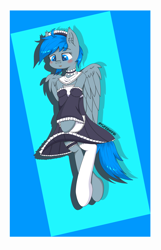 Size: 4500x7000 | Tagged: safe, artist:yufebwifbi, derpibooru import, oc, oc:leaf blade, pegasus, pony, bipedal, blushing, clothes, crossdressing, femboy, maid, male, stallion