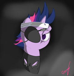 Size: 2208x2264 | Tagged: safe, derpibooru import, twilight sparkle, pony, unicorn, bust, eyepatch, future twilight, solo