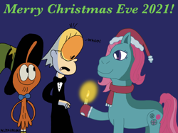 Size: 500x375 | Tagged: safe, artist:wanderfan2000, derpibooru import, minty (g1), christmas, holiday, kid cosmic, wander (wander over yonder), wander over yonder