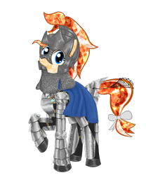 Size: 1500x1800 | Tagged: safe, artist:tentajack, derpibooru import, oc, oc only, oc:carnelian charade, crystal pony, accessories, armor, armored pony, cape, clothes, not porn, royal quest, simple background, transparent background