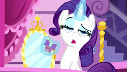 Size: 1280x720 | Tagged: safe, derpibooru import, screencap, rarity, pony, unicorn, do princesses dream of magic sheep, comb, cropped, glowing, glowing horn, half asleep, horn, levitation, magic, raised eyebrow, solo, telekinesis