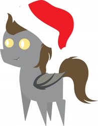 Size: 1594x2048 | Tagged: artist needed, safe, derpibooru import, oc, oc:devin, bat pony, pony, bat pony oc, christmas, cute, cute little fangs, fangs, hat, holiday, male, pointy ponies, santa hat, simple background, smiling, stallion, white background