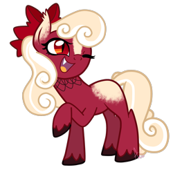 Size: 2143x2131 | Tagged: safe, artist:khimi-chan, derpibooru import, oc, oc only, earth pony, pony, :d, bow, earth pony oc, hair bow, one eye closed, open mouth, open smile, raised hoof, raised leg, simple background, slit eyes, smiling, solo, transparent background, unshorn fetlocks, wink