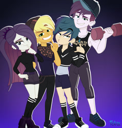 Size: 1280x1347 | Tagged: safe, artist:felux, derpibooru import, dirk thistleweed, ragamuffin (equestria girls), rarity, equestria girls, clothes, converse, crossover, equestria girls-ified, female, hawk snow white, male, regal academy, shoes, socks