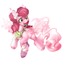 Size: 1565x1477 | Tagged: safe, artist:shady-bush, derpibooru import, oc, original species, pony, female, food, mare, mouth hold, scented pony, simple background, solo, transparent background, watermelon