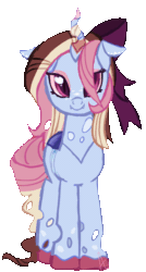 Size: 454x845 | Tagged: safe, artist:khimi-chan, derpibooru import, oc, oc only, oc:neigh-apolitan, changeling, changeling queen, pony, animated, blinking, bow, changeling queen oc, hair bow, heart eyes, simple background, smiling, solo, transparent background, wingding eyes