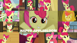 Size: 1280x721 | Tagged: safe, derpibooru import, edit, edited screencap, editor:quoterific, screencap, apple bloom, scootaloo, sweetie belle, earth pony, pegasus, pony, unicorn, appleoosa's most wanted, bridle gossip, going to seed, hearthbreakers, season 1, season 2, season 5, season 9, somepony to watch over me, the cutie pox, adorabloom, apple bloom's bow, bipedal, blushing, bow, cute, female, filly, foal, hair bow, happy, offscreen character, smiling