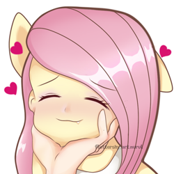 Size: 768x768 | Tagged: safe, artist:fluttershy_art.nurul, derpibooru import, fluttershy, human, equestria girls, anime style, base used, beautiful, cute, eyes closed, four ears, hand, love, one ear down