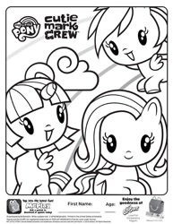 Size: 612x792 | Tagged: safe, derpibooru import, fluttershy, rainbow dash, twilight sparkle, alicorn, cloud, coloring page, cutie mark crew, happy meal, horn, mcdonald's, my little pony cutie mark crew, my little pony logo, printable, rainbow, straight hair, straight mane, toy, wings