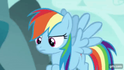 Size: 640x360 | Tagged: safe, derpibooru import, screencap, rainbow dash, pegasus, pony, no second prances, season 6, animated, female, flying, gasp, gif, gifs.com, mare, open mouth, solo, spread wings, wings