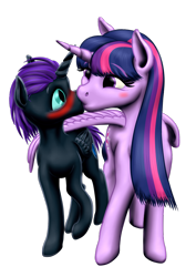 Size: 720x1018 | Tagged: safe, artist:vasillium, derpibooru import, twilight sparkle, twilight sparkle (alicorn), oc, oc:nox (rule 63), oc:nyx, alicorn, alicorn oc, blushing, colt, cutie mark, family, female, foal, horn, incest, kissing, love, male, mare, mother, mother and child, mother and son, motherly love, parent and child, parent and foal, pseudoincest, rule 63, simple background, son, transparent background, wings