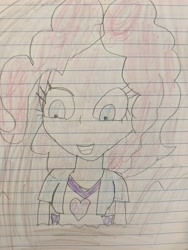 Size: 3024x4032 | Tagged: safe, artist:wahknight, derpibooru import, pinkie pie, equestria girls, grin, lined paper, mud, quicksand, sinking, smiling, stuck, traditional art