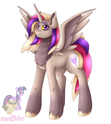 Size: 4601x5135 | Tagged: safe, artist:mailner, derpibooru import, owlowiscious, twilight sparkle, alicorn, bird, owl, pony, absurd resolution, female, fusion, hooves, horn, looking at you, mare, redesign, simple background, smiling, smiling at you, solo, spread wings, transparent background, white outline, wings