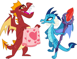 Size: 1215x934 | Tagged: safe, artist:melisareb, artist:topaz7373, derpibooru import, edit, dragon lord ember, garble, princess ember, dragon, gauntlet of fire, sweet and smoky, .svg available, blanket, bloodstone scepter, cute, dragoness, emble, female, freckles, gardorable, heart, male, shipping, simple background, straight, transparent background, vector
