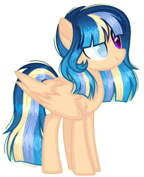 Size: 982x1206 | Tagged: safe, artist:fantarianna, derpibooru import, oc, oc only, pegasus, pony, female, heterochromia, looking to side, looking to the right, mare, pegasus oc, side view, simple background, smiling, solo, transparent background, wings