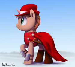 Size: 1714x1534 | Tagged: safe, artist:thebowtieone, derpibooru import, oc, oc:heroic armour, pony, unicorn, clothes, male, solo, stallion, sword, weapon