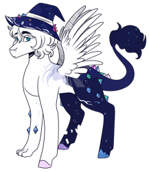 Size: 2600x3000 | Tagged: safe, artist:kikirdcz, derpibooru import, oc, oc:cosmos, hybrid, hat, male, simple background, solo, transparent background, witch hat