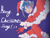 Size: 1024x768 | Tagged: safe, artist:metaruscarlet, derpibooru import, oc, oc only, oc:elizabat stormfeather, human, blue background, christmas, clothes, costume, dress, female, gloves, hat, holiday, humanized, humanized oc, merry christmas, red gloves, red stockings, santa costume, santa hat, simple background, socks, solo, stockings, thigh highs