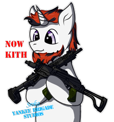 Size: 883x945 | Tagged: safe, artist:sroka001, oc, oc only, pony, unicorn, gun, meme, ponified, ponified meme, simple background, solo, transparent background, unicorn oc, weapon