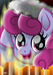 Size: 1931x2727 | Tagged: safe, artist:lincolnbrewsterfan, derpibooru exclusive, derpibooru import, oc, oc only, oc:mulberry blessing, earth pony, pony, .svg available, :d, adorable face, bust, candle, candlelight, candlestick, christmas, curly hair, curly mane, curly tail, cute, earth pony oc, female, fuchsia mane, fuchsia tail, glowing, happy, hat, heart, heart hoof, highlights, holiday, hooves together, inkscape, light, looking at you, mane, mare, movie accurate, nc-tv signature, no base, ocbetes, open mouth, open smile, profile, purple mane, purple tail, reflection, refraction, santa hat, shine, signature, simple background, smiling, smiling at you, solo, style emulation, svg, tail, underhoof, vector