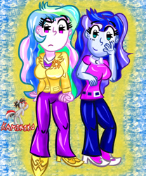 Size: 3000x3600 | Tagged: safe, artist:kamikiku, derpibooru import, princess celestia, princess luna, equestria girls, duo, female, siblings, sisters