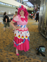 Size: 1200x1600 | Tagged: safe, artist:rjth, derpibooru import, pinkie pie, human, clothes, cosplay, costume, dress, gala dress, hand on hip, irl, irl human, otakon, otakon 2014, photo