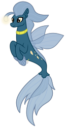 Size: 2448x4716 | Tagged: safe, artist:gadjil974, derpibooru import, oc, oc only, seapony (g4), base used, blue mane, collar, dorsal fin, fin wings, fins, fish tail, flowing tail, glowing, golden eyes, simple background, smiling, solo, tail, transparent background, wings