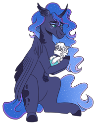 Size: 2100x2700 | Tagged: safe, artist:kikirdcz, derpibooru import, princess luna, oc, oc:cosmos, pony, baby, baby pony, simple background, transparent background