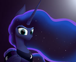 Size: 1870x1527 | Tagged: safe, artist:twobestfriendsstudio, derpibooru import, princess luna, alicorn, pony, ethereal mane, female, mare, solo