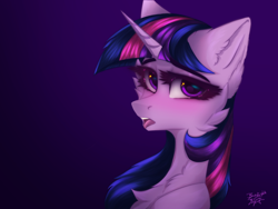 Size: 4000x3000 | Tagged: safe, artist:jsunlight, derpibooru import, twilight sparkle, pony, unicorn, blushing, cheek fluff, chest fluff, ear fluff, ears, eyebrows, eyebrows visible through hair, eyelashes, female, horn, lidded eyes, looking at you, mare, open mouth, signature, solo