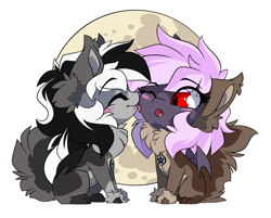 Size: 1891x1519 | Tagged: safe, artist:arctic-fox, derpibooru import, oc, oc:sak, oc:stormdancer, bat pony, pony, undead, vampire, vampony, animal costume, clothes, costume, cute, halloween, halloween costume, holiday, licking, moon, red eyes, sakancer, simple background, sticker, tongue, tongue out, transparent background, wolf costume